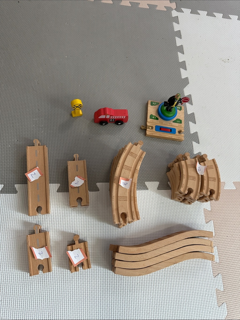 Wooden Train Track Set with Blue Bridge - Kids Toys